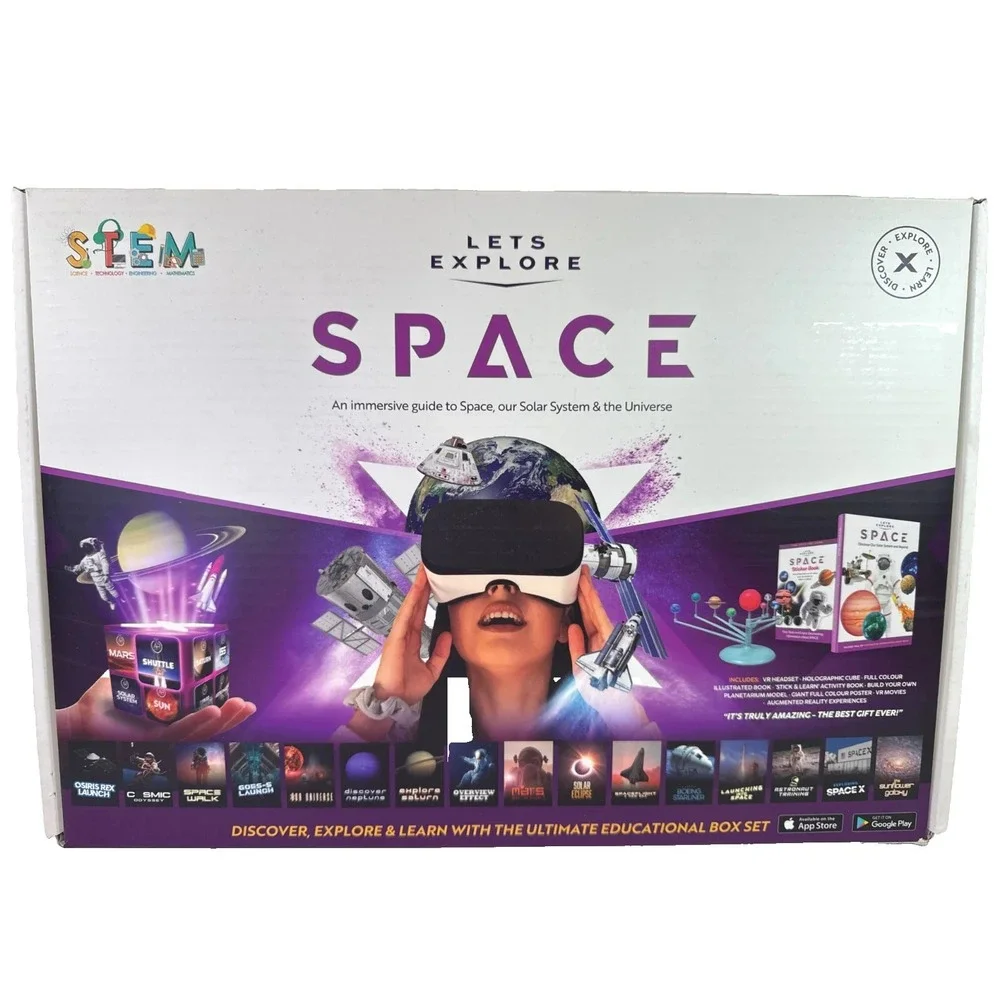 Let's Explore VR Headset Space STEM Kit Books Cube Model